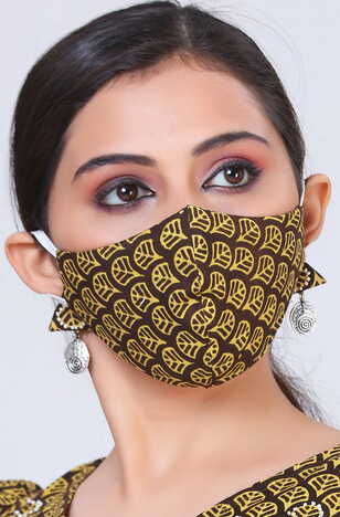 Ajrakh Block Printed Hand Woven Mask (3 Layered)