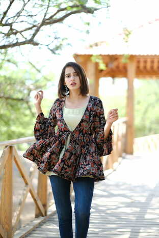 Kiaayo 'Flora' Ajrakh Handblock Print Jacket