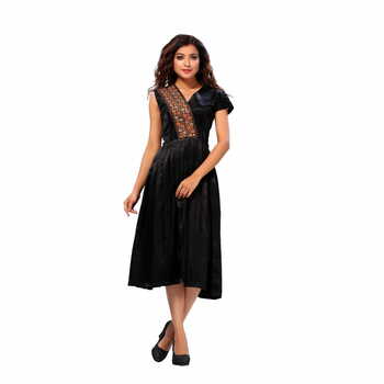Black Silk Dress With Embroidery