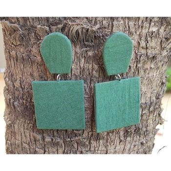 Green Square Earrings